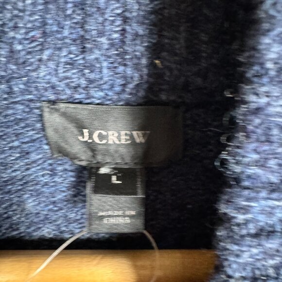 J Crew Sweater Mens Size Large Marled Indigo 1/2 Zip High Neck 100% Lambswool - Picture 10 of 12